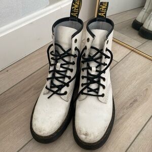 White Leather Dr Marten Boots